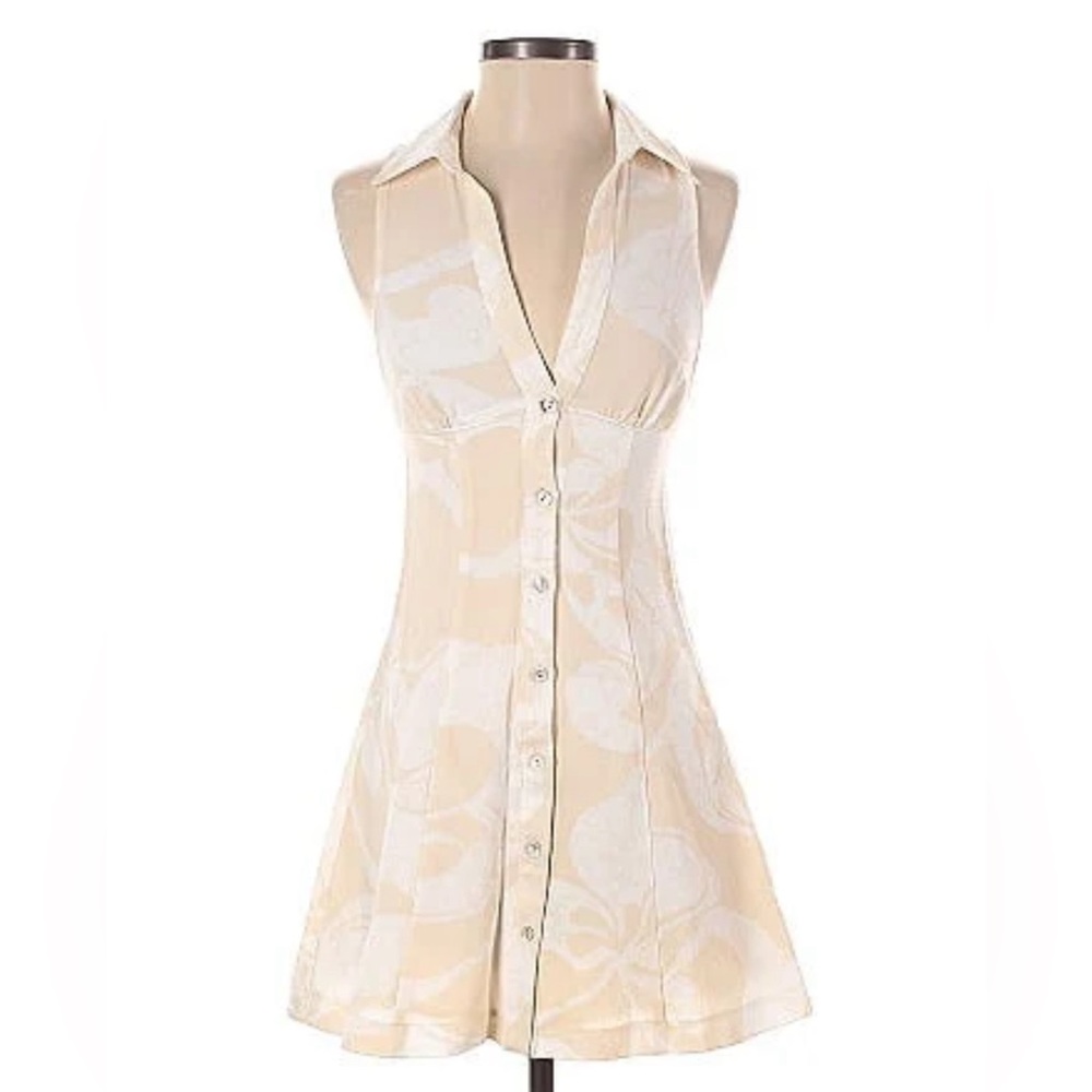 Urban outfitters beige button up dress (Large)